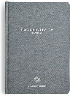 Intelligent Change A5 Quarterly Productivity Planner (3 Months) - 90 Day Life Planner for Focus and Time Management - Project Organizer with Habit and Mood Trackers - Minimalist Black Notebook
